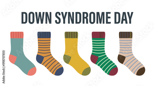 World Down Syndrome Day with colorful striped mismatched socks illustration