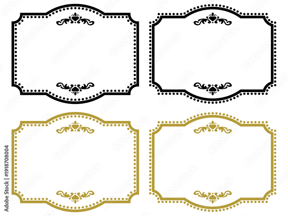 Obraz premium ハートがかわいいフレーム〜ゴールドとブラックのセット〜