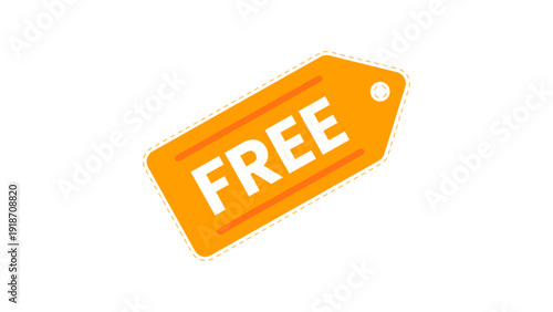 Orange Free Tag Icon for Product Promotion and Giveaways