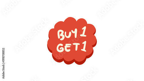 Red Buy 1 Get 1 Free Promo Badge for Marketing and Retail Sales