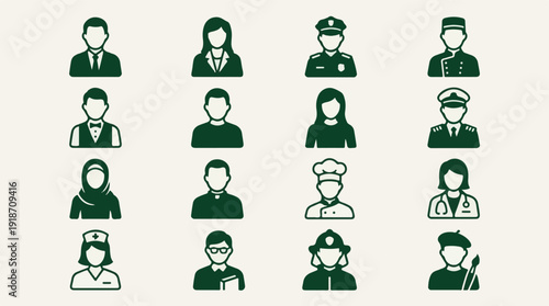 Diverse Professional People and Occupation Avatar Icons Set