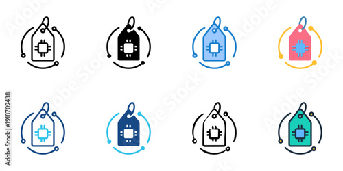 Data Labeling AI icons set multiple style collection. Editable stroke 
