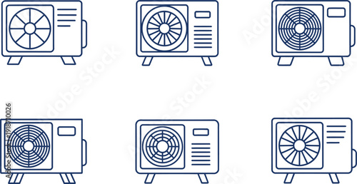 Collection of Six Line Representing Outdoor Air Conditioning Units