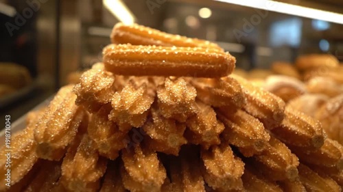Delicious Golden Brown Churros Stack Coated in Sugar