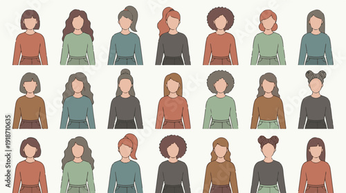 Diverse women avatars showcasing various hairstyles and skin tones