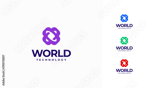 Modern World Tech logo designs concept vector, Abstract Circle Technology logo template, Wire Tech logo designs vector, Logo symbol icon