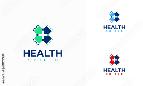 Health Protection logo designs concept vector. Health Shield logo design template