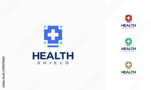 Health Protection logo designs concept vector. Health Shield logo design template