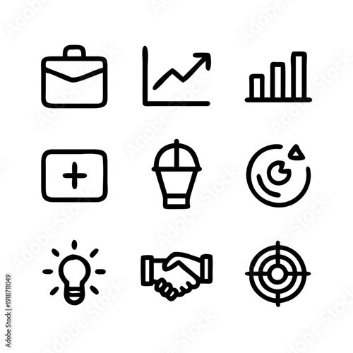 Business icons set, Flat design business icon set, Core business icons, vector set, flat vector