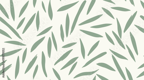 Minimalist organic pattern with scattered green leaf shapes on off-white