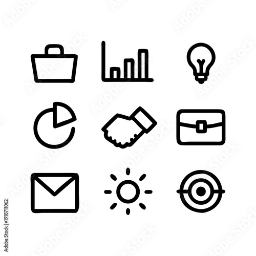 Flat design business icon set, Core business icons, vector set, flat vector