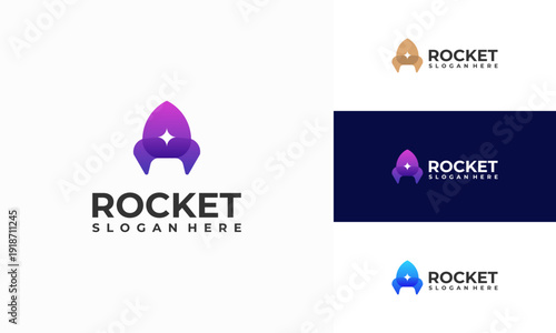 Simple Modern rocket logo template. Launch concept vector illustration.