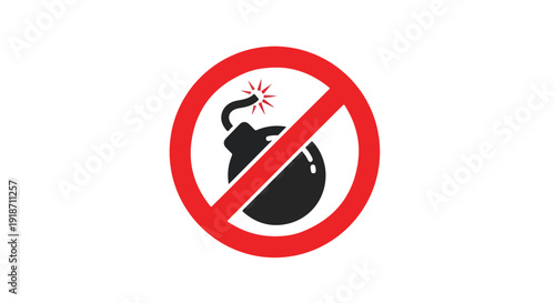 A close-up shot of a no smoking sign with a bomb icon on a plain white background.