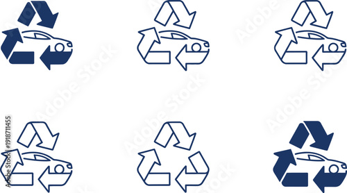 Set of Representing Car Recycling and Sustainability