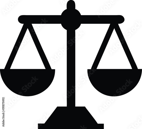 Solid Black Silhouette of Justice Scales