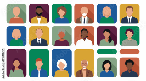 Diverse flat design user avatars: people of various ages and ethnicities