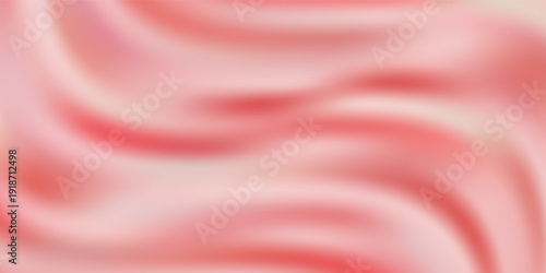 Pink strawberry yogurt or ice cream surface texture with wave pattern. Milk creamy sweet fruit and berry product. Soft and frozen sorbet or dairy pudding smooth top. Realistic vector background.