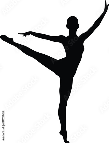 Ballet Dancer Silhouette - Elegant Pose Vector Graphic