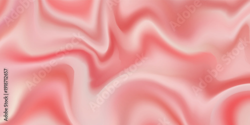 Pink strawberry yogurt or ice cream surface texture with wave pattern. Milk creamy sweet fruit and berry product. Soft and frozen sorbet or dairy pudding smooth top. Realistic vector background.