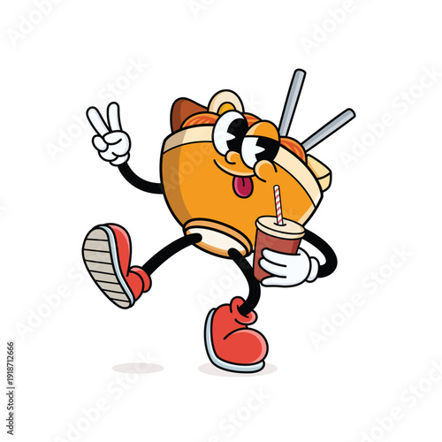 Cute Korean Food Kimchi Bowl Mascot Cartoon Character