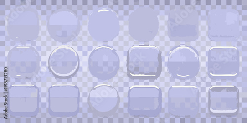 Collection of translucent glossy shapes on a transparent background