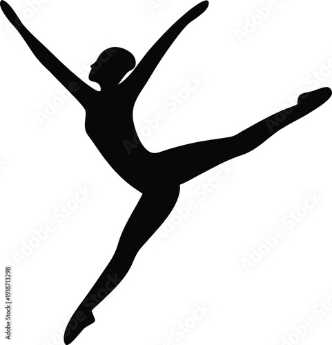 Silhouette of a dancer mid-leap, arms extended in motion.