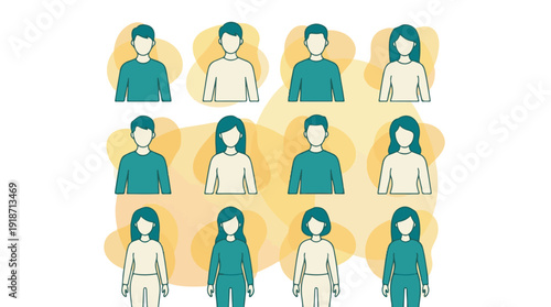 Illustration of diverse group of people icons representing community and demographics
