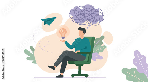 Creative idea generation and problem-solving concept illustration