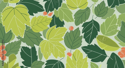 seamless tropical pattern with abstract salmonberry leaves, inspired by the Pacific Northwest coast. A simple repeating design for summer beach decor, florals, or exotic backgrounds. Natural botanical