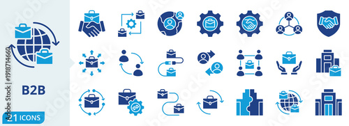 b2b flat icon pack collection of business, management, corporate, company, collaboration, partnership, communication, entrepreneur, teamwork, internet icon