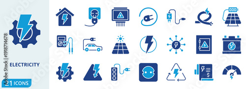 electricity flat icon pack collection of electricity, electric, energy, power, voltage, electrical, lightning, light, thunderstorm, thunder icon
