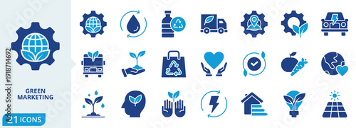 green marketing flat icon pack collection of green, market, business, growth, ecology, sustainable, design, marketing, natural, food icon