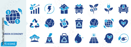 green economy flat icon pack collection of economy, green, ecology, nature, energy, environment, sustainable, business, eco, concept icon