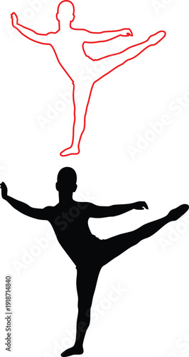 Ballet Dancer Silhouette and Outline