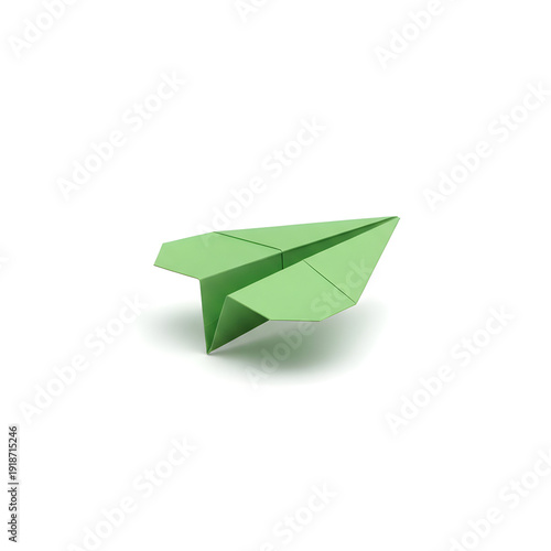 Wallpaper Mural A delicate green paper origami plane is isolated on white background Torontodigital.ca