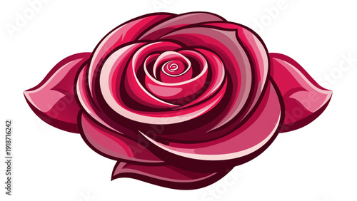 Elegant Red Rose Vector Luxury Floral Bloom Icon Isolated on White