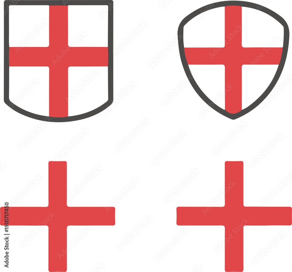 Fototapeta premium St george s cross and england flag shields vector