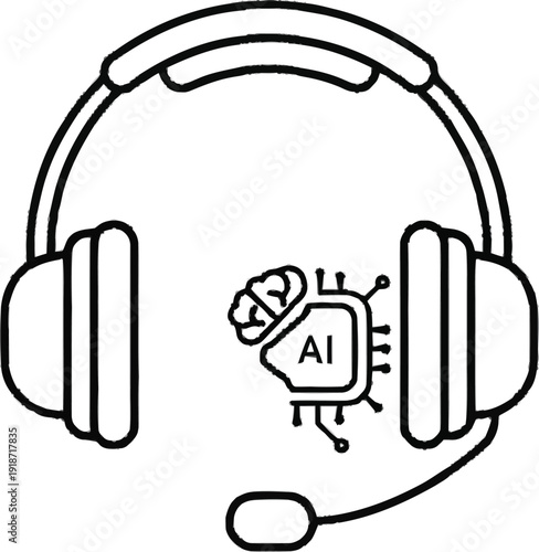 Artificial intelligence headset with brain and computer chip for customer service and smart voice assistant technology