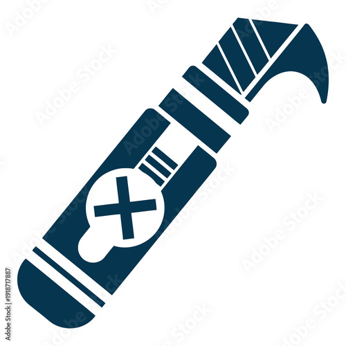 Medical cross symbol on a machete for health care and protection icon