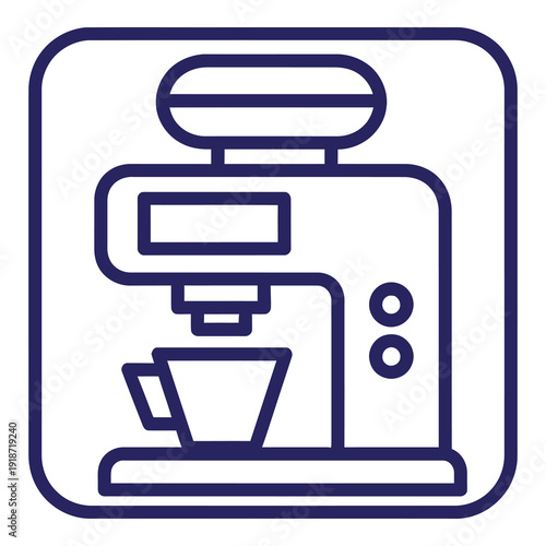Simple line art illustration of a coffee maker machine  household appliance icon
