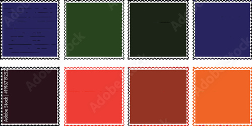 A grid of nine solid color squares each with a decorative scalloped edge