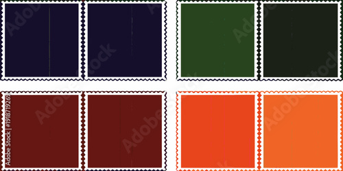 Four film frames displaying varying solid colors with sprocket holes