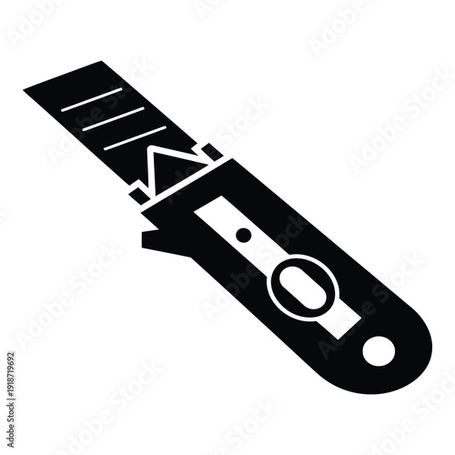Utility knife blade tool for cutting various materials safely icon