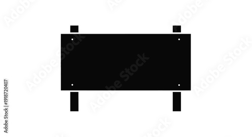 Simple black sign with supporting posts isolated on a white background
