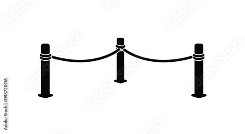 Black rope barrier with stanchions a simple vector illustration