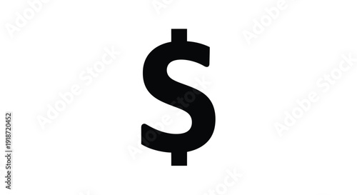 Simple black dollar sign icon on a stark white background