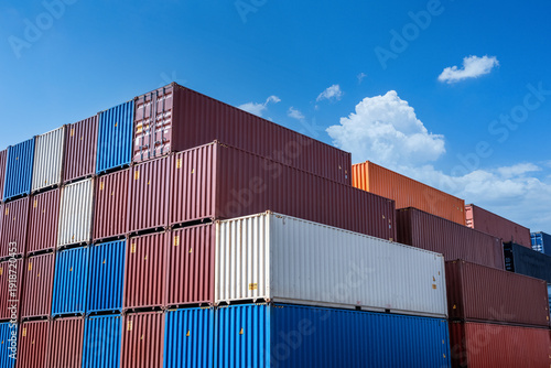 Wallpaper Mural Stacked Shipping Containers Under Blue Sky Torontodigital.ca