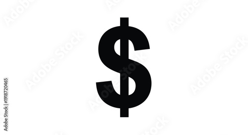 imple black dollar sign icon against a stark white background