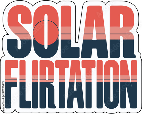 Solar flirtation with striped sunset and circle, romantic graphic design