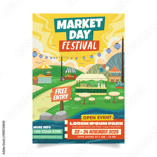 Modern Flat Design Illustration of an Market Day Festival